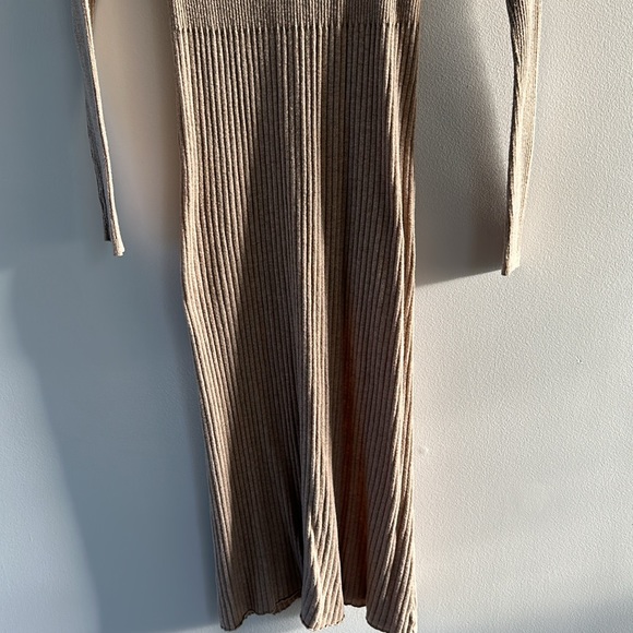 MNG ribbed knit turtleneck dress in tan color size Small - Picture 6 of 9